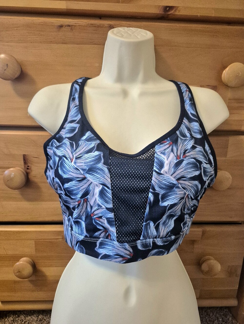 Champion Dark Blue Sports Bra with Floral Print Size XL